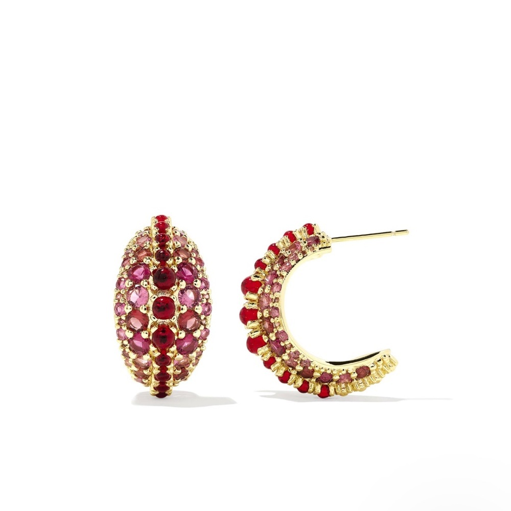 Kendra Scott Elegant Gold and Red Hoop Earrings